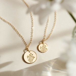 Snowdrop January Birth Flower Boho Charm Necklace